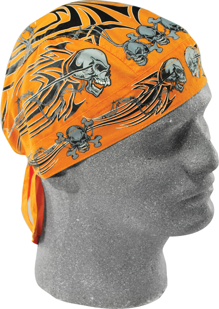 Zan Flydanna Orange Tribal Skull