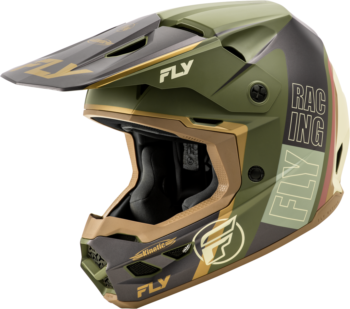 Fly Racing Kinetic Rally Helmet Matt Moss Gry/Khaki/Off-Wht Xs