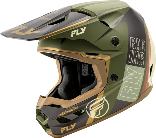 Fly Racing Kinetic Rally Helmet Matt Moss Gry/Khaki/Off-Wht Xs