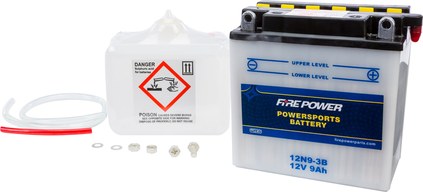 Fire Power Battery W/Acid 12N9-3B 12V