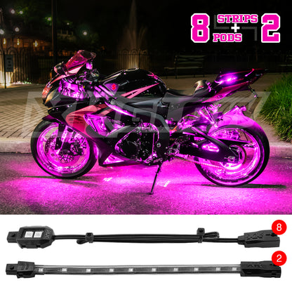 Xk Glow Single Color Motorcycle LED Accent Light Strip Kit