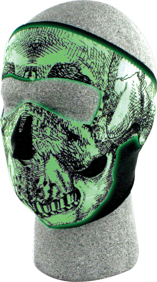 Zan Full Face Mask Black/White Skull Glow