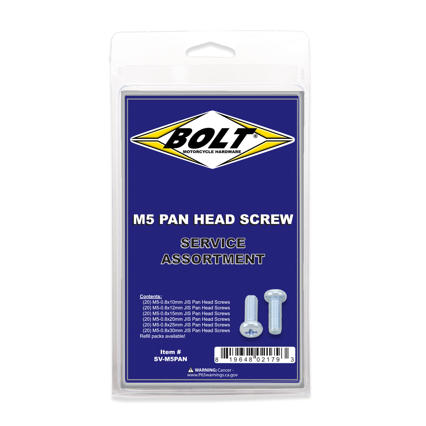 Bolt M5 Pan Head Phillips Assortment 120 Piece Kit