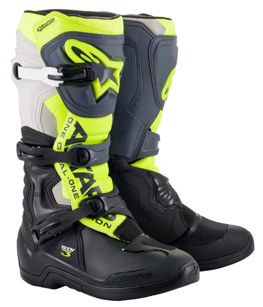 Alpinestars Tech 3 Boots Blk/Cool Grey/Ylw/Fluo Sz 07