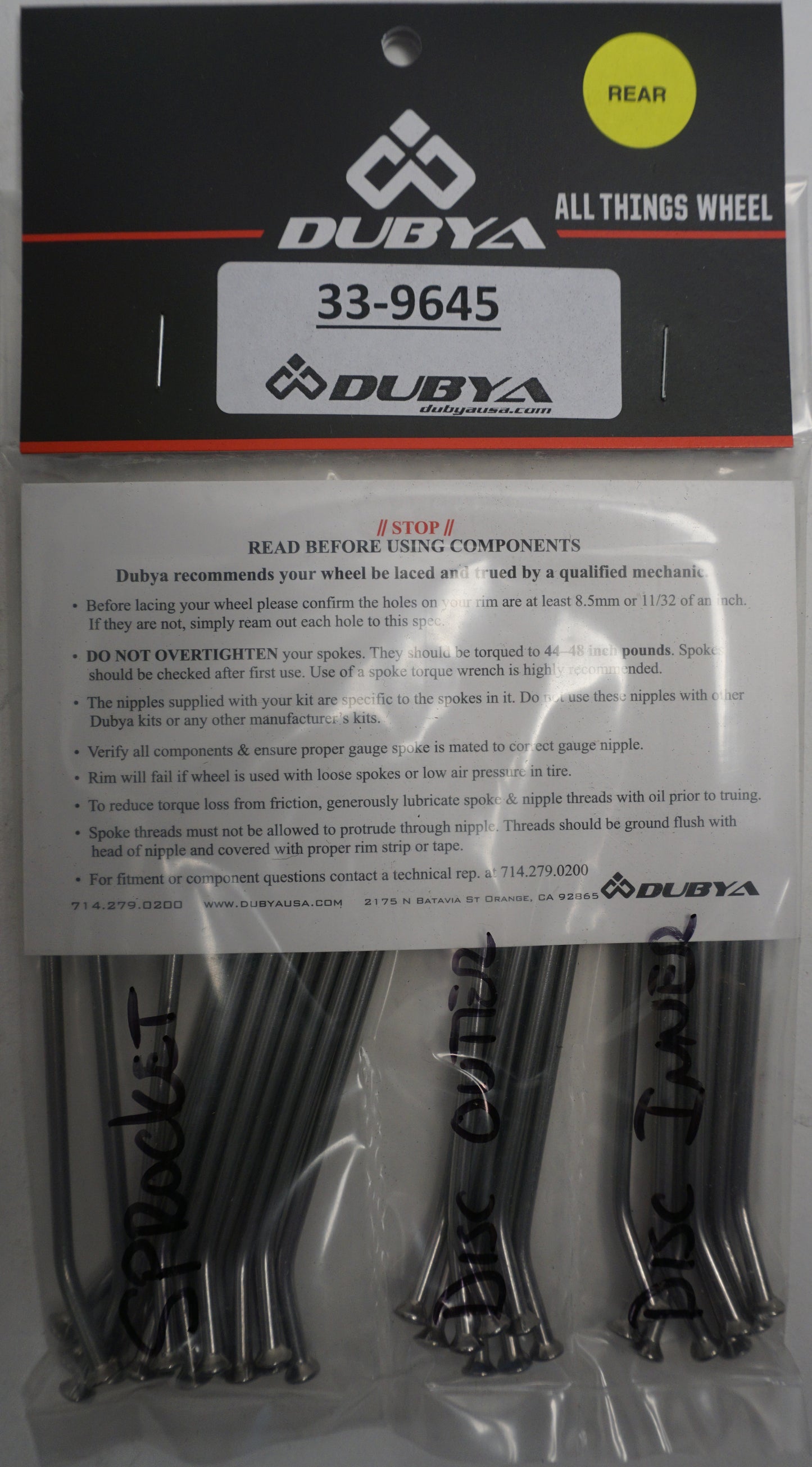 Bulldog Rear Spoke Kit 12" • #733-9645