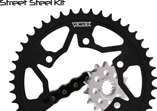 Vortex Sprocket/Chain Kit Stl/Stl 15/43T Sil Sx3 530-108L Blk