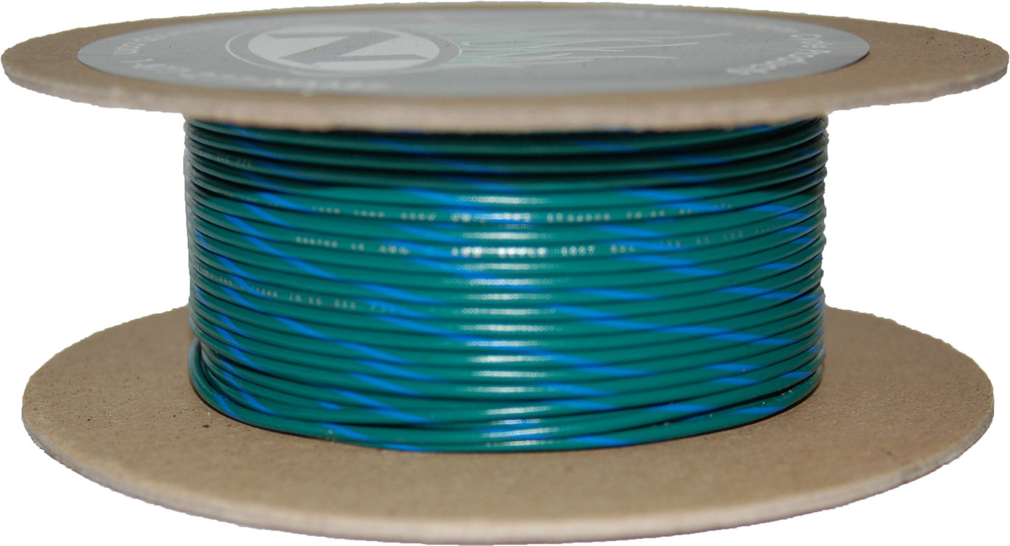 Namz Custom Cycle #18-Gauge Green/Blue Stripe 100' Spool Of Primary Wire