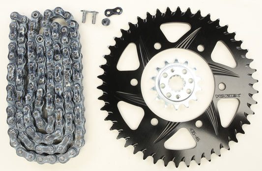 Vortex Sprocket/Chain Kit Stl/Alu 14/46T Blk Sx3 520-106L Blk