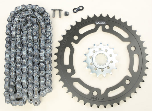 Vortex Sprocket/Chain Kit Stl/Stl 15/43T Sil Rx3 520-114L Blk