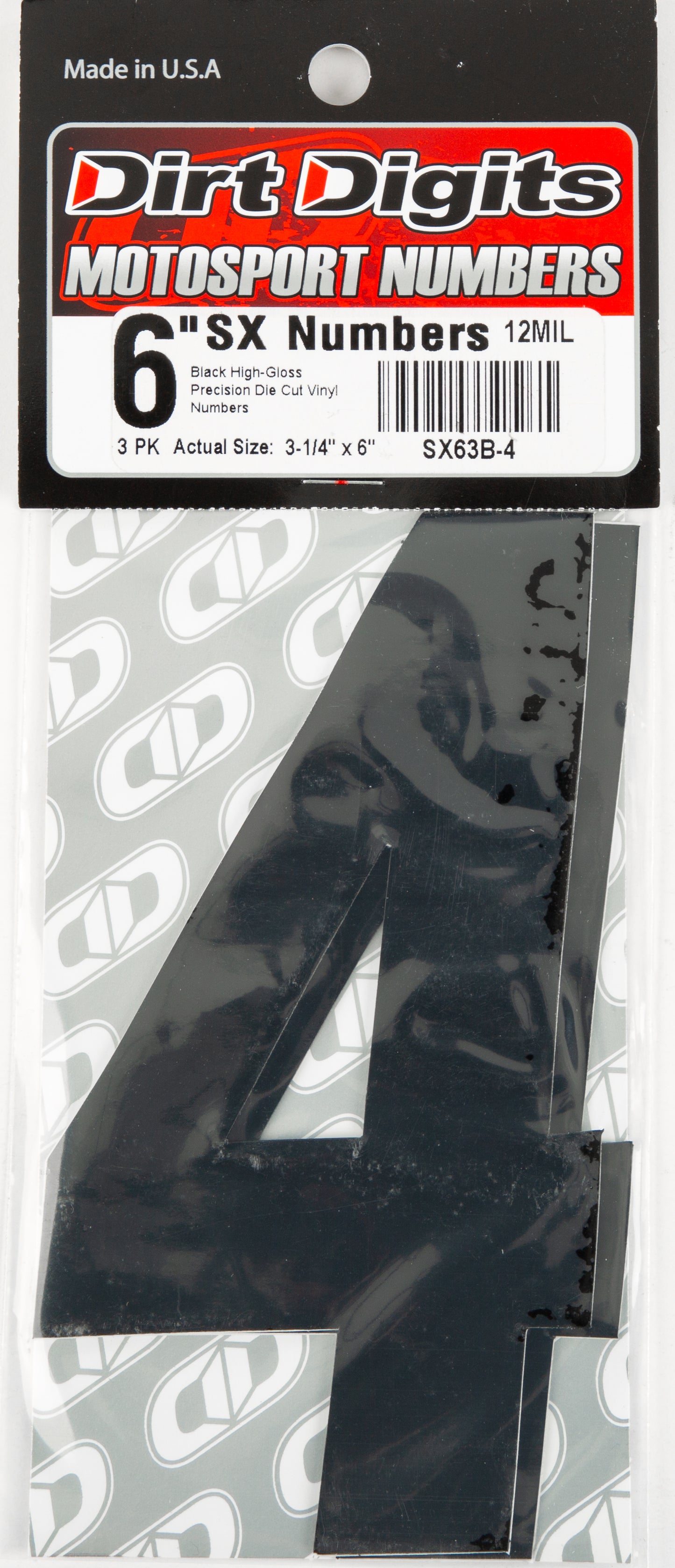 Dirt Digits #4 6" Black Super X Digits 3/Pk