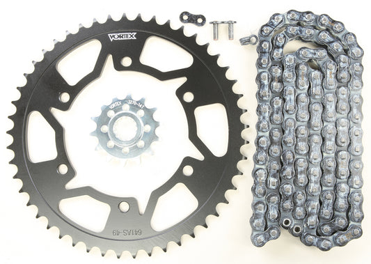 Vortex Sprocket/Chain Kit Stl/Stl 14/49T Sil Sx3 520-108L Blk