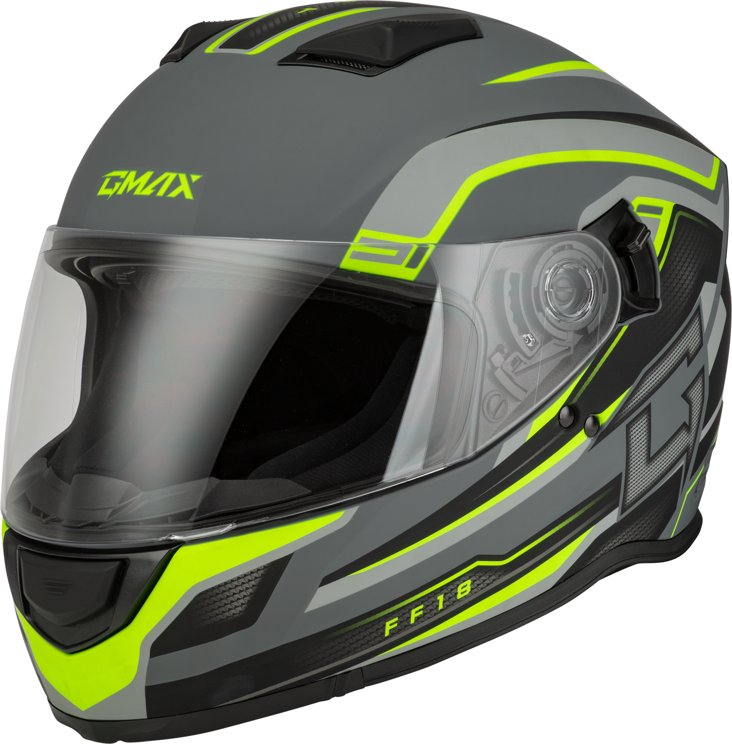 Gmax Ff-18 Drift Helmet Matte Grey/Hi-Viz 2X