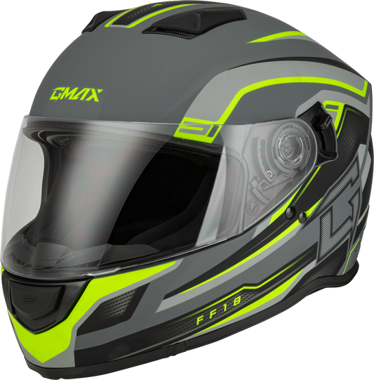 Gmax Ff-18 Drift Helmet Matte Grey/Hi-Viz Xs