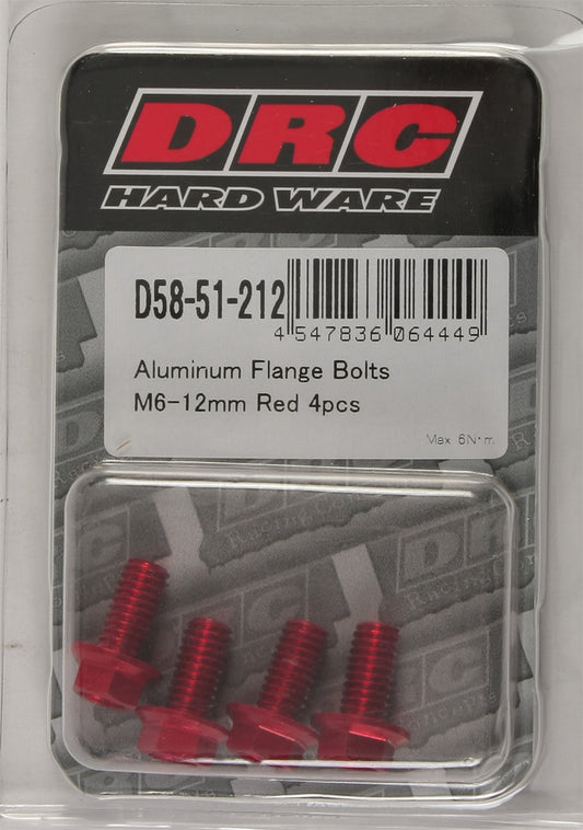 Drc Aluminum Flange Bolts Red M6X12Mm 4/Pk