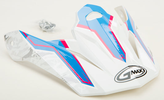 Gmax Visor W/Screws Pink Ribbon Riders White/Pink/Blue Mx-86