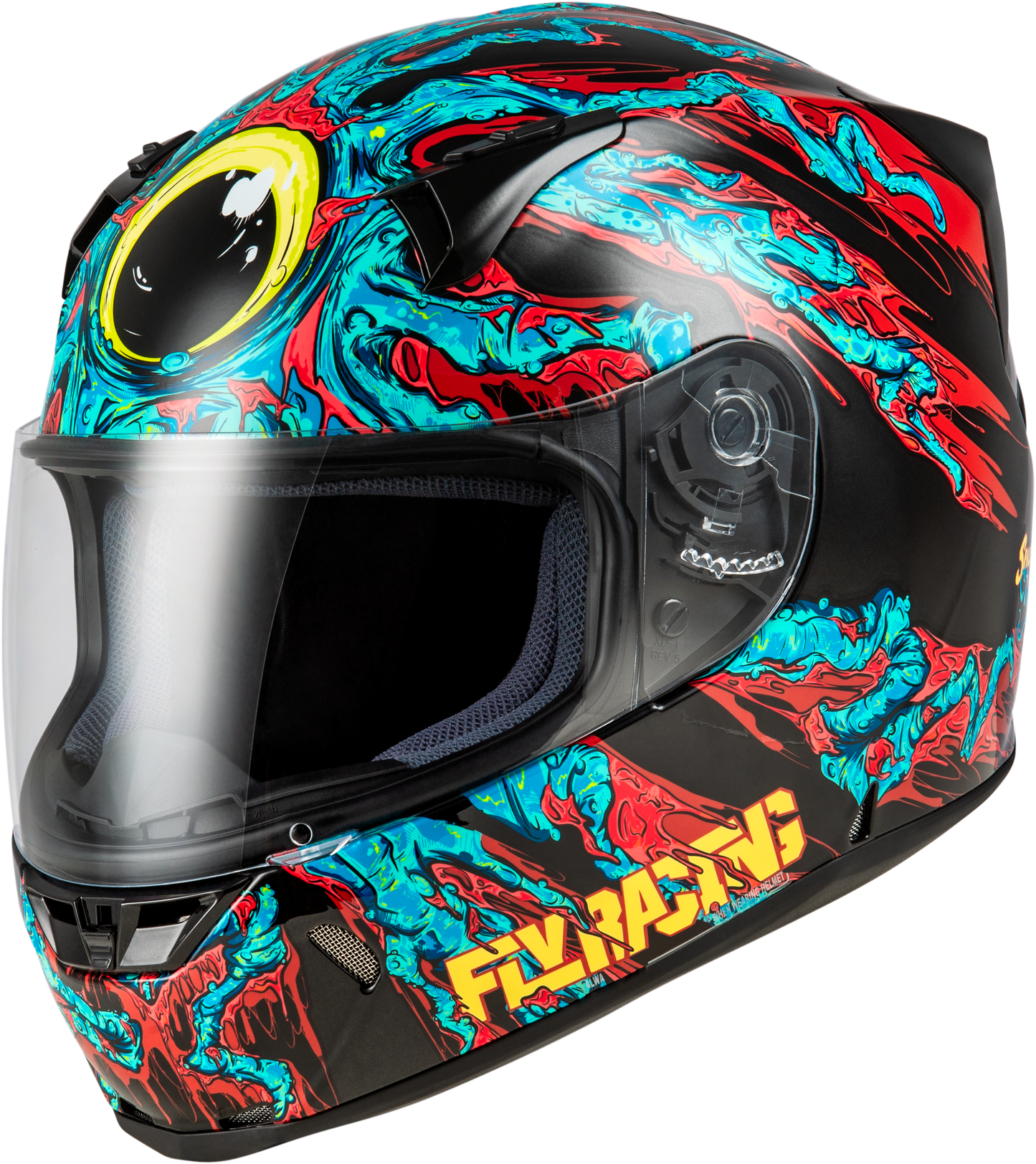Fly Racing Revolt Space Creep Helmet Light Blue/Black/Red Lg