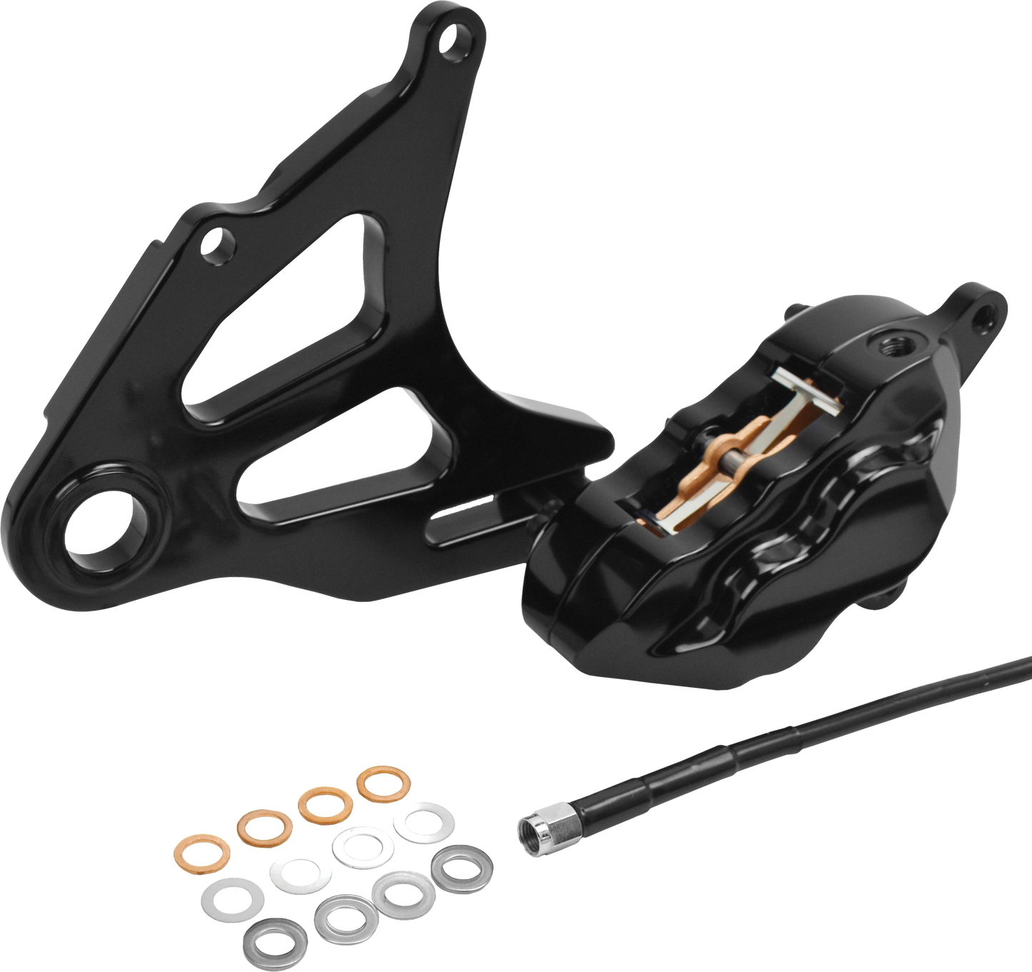 Hawg Halters Inc 4 Pist Rear Caliper Kit Black St 18-Up