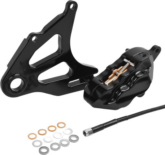 Hawg Halters Inc 4 Pist Rear Caliper Kit Black St 18-Up