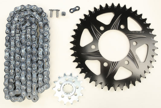 Vortex Sprocket/Chain Kit Stl/Alu 14/42T Blk Rx3 520-108L Blk