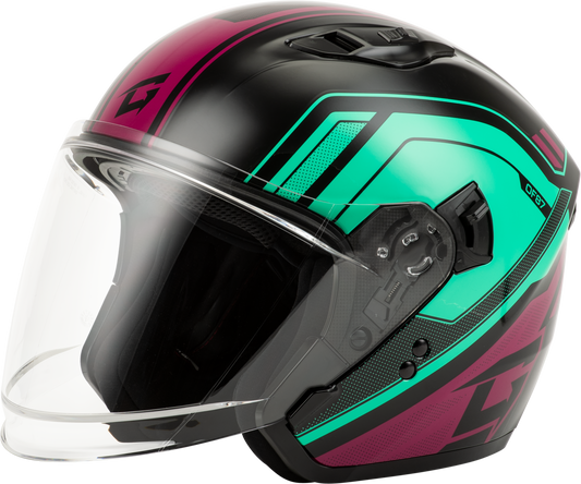 Gmax Of-87 Duke Helmet W/Led Light Blk/Aqua/Coral Xs