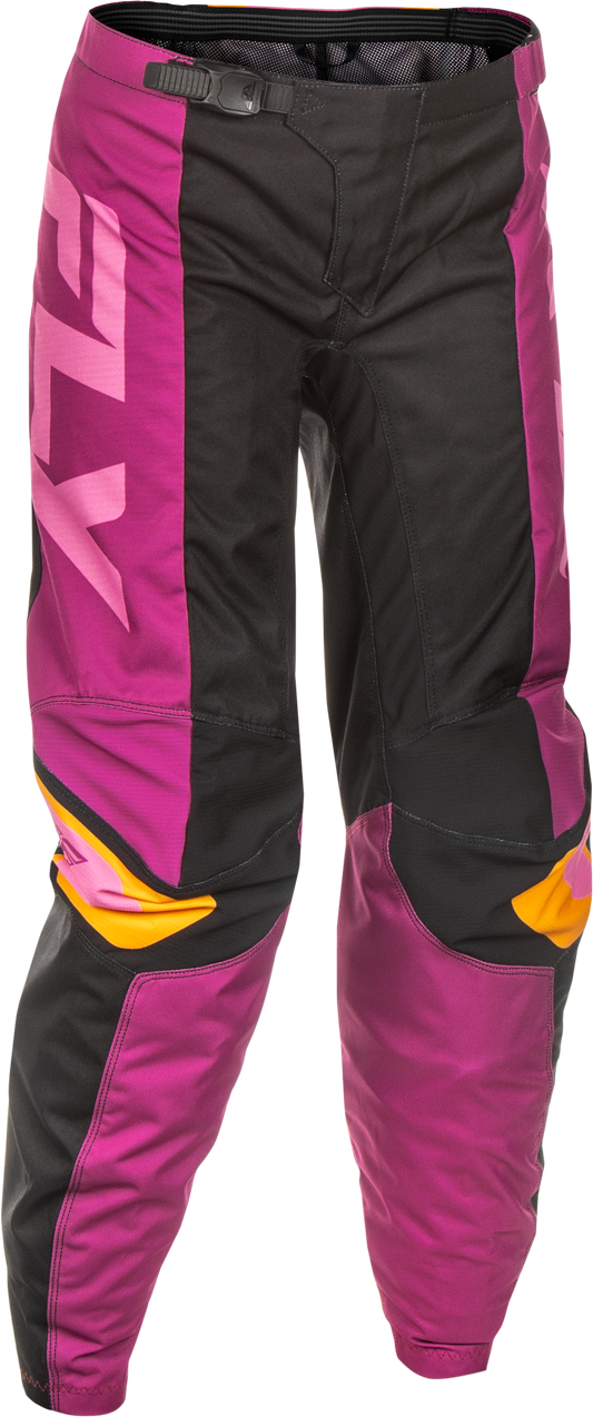 Fly Racing Women'S F-16 Pants Black/Mauve/Yellow Sz 15/16