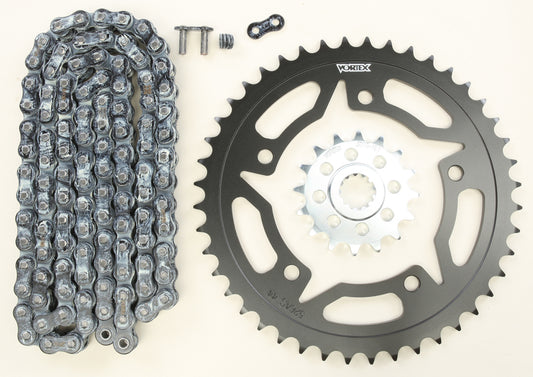 Vortex Sprocket/Chain Kit Stl/Stl 16/44T Sil Rx3 520-110L Blk