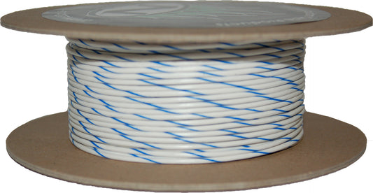 Namz Custom Cycle 100' Spool 20-Gauge Wire (White/Blue Stripe)