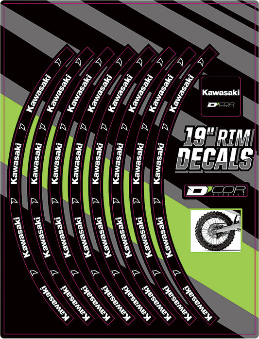 D-Cor Rim Decals 19" Kawasaki Logo Rear