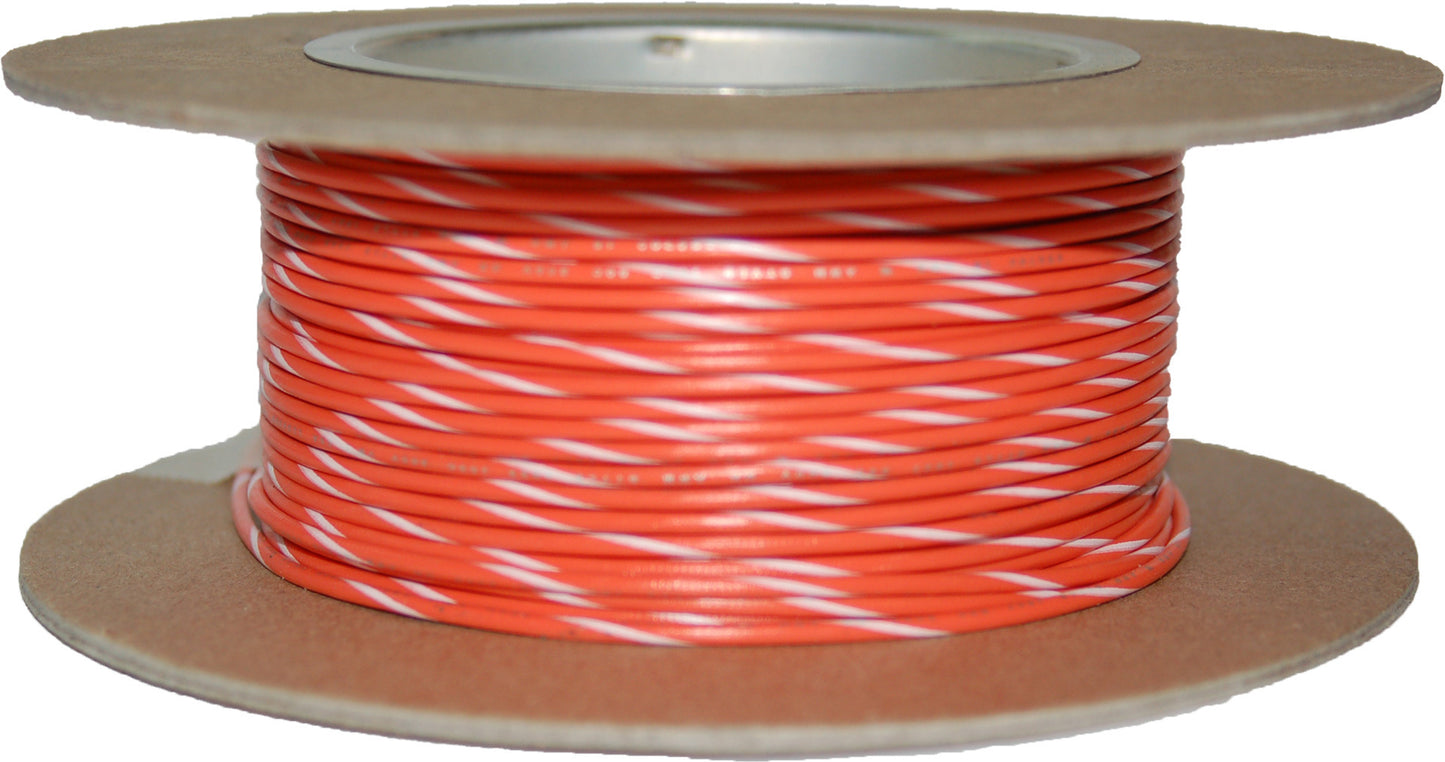 Namz Custom Cycle 100' Spool 20-Gauge Wire (Orange/White Stripe)