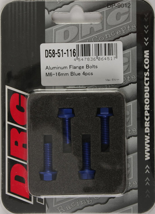 Drc Aluminum Flange Bolts Blue M6X16Mm 4/Pk