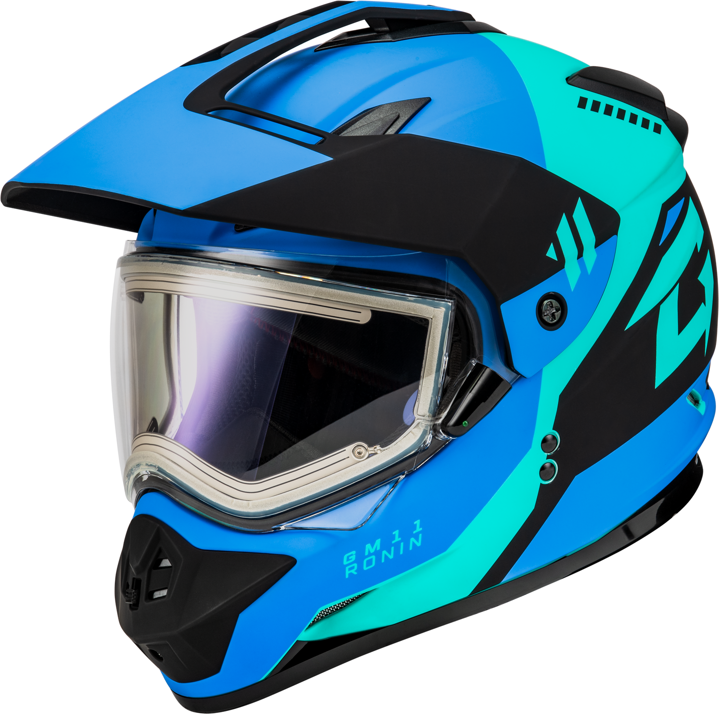 Gmax Gm-11S Ronin Snow Helmet W/ Elec Shield Matte Blk/Blue 2X