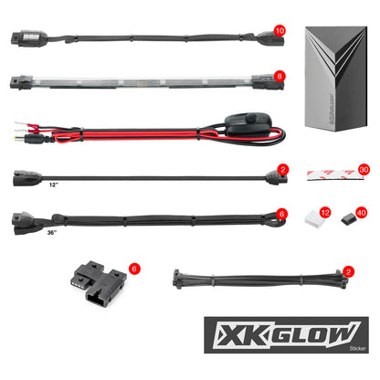 Xk Glow Multi-color Motorcycle LED Accent Light Kit w/Remote Key Fob