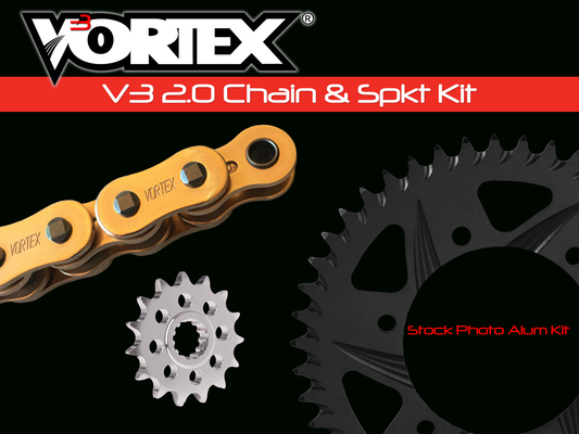 Vortex Sprocket/Chain Kit Stl/Alu 15/47T Blk Rx3 520-112L Gld