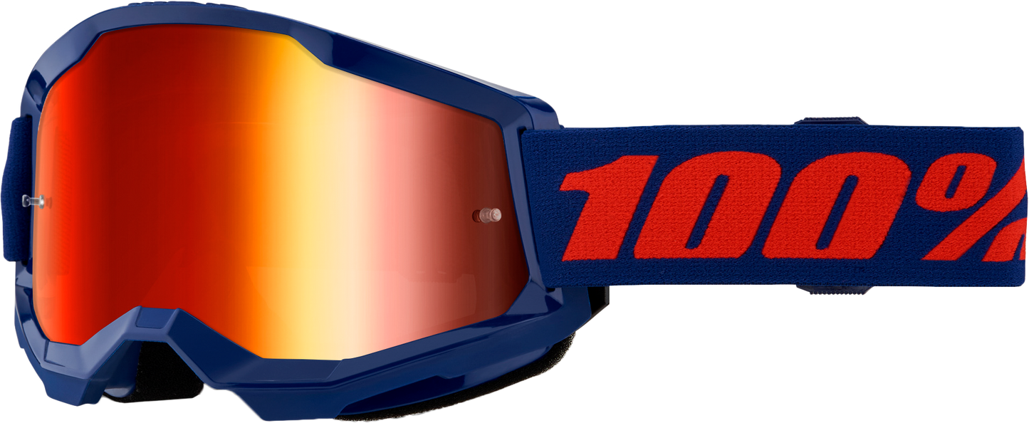 100-Percent Strata 2 Goggle Navy Mirror Red Lens