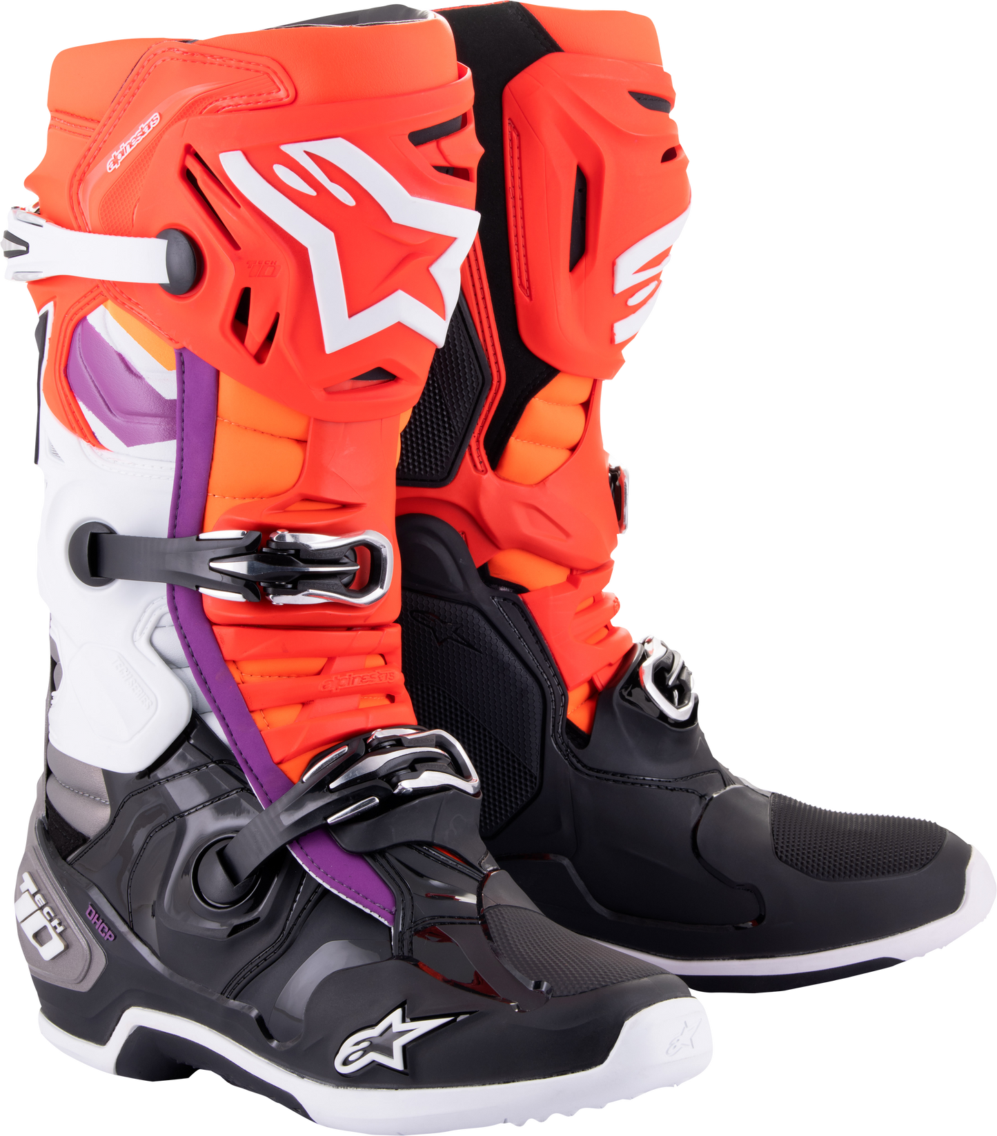 Alpinestars Tech 10 Boots Blk/Flo Red/Flo Org/Wht Sz 8