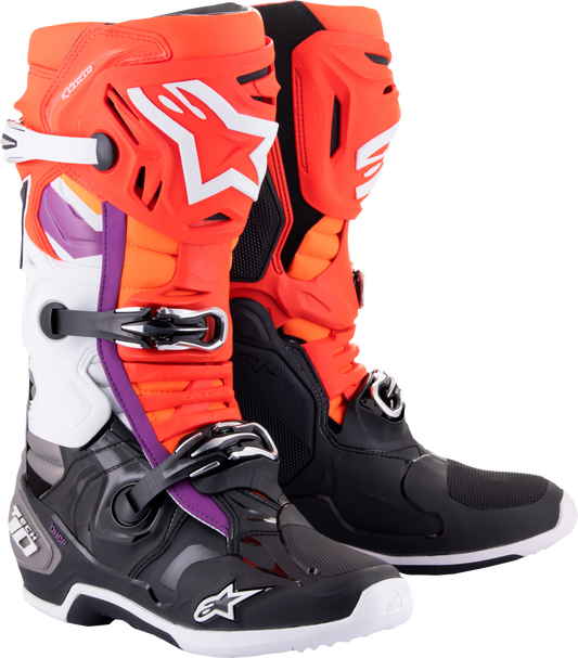 Alpinestars Tech 10 Boots Blk/Flo Red/Flo Org/Wht Sz 14