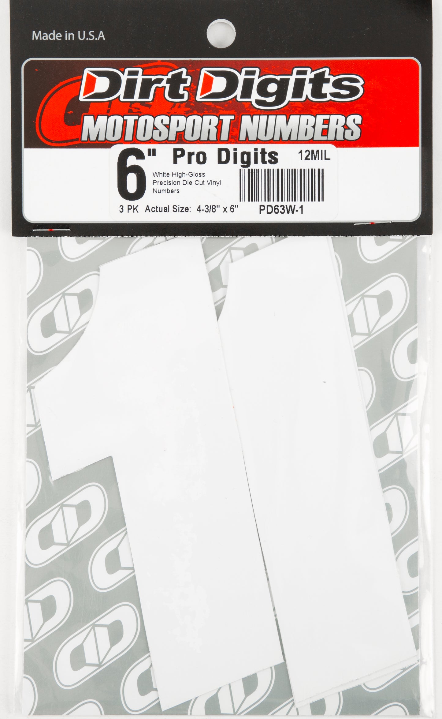 Dirt Digits #1 6" White Super X Digits 3/Pk