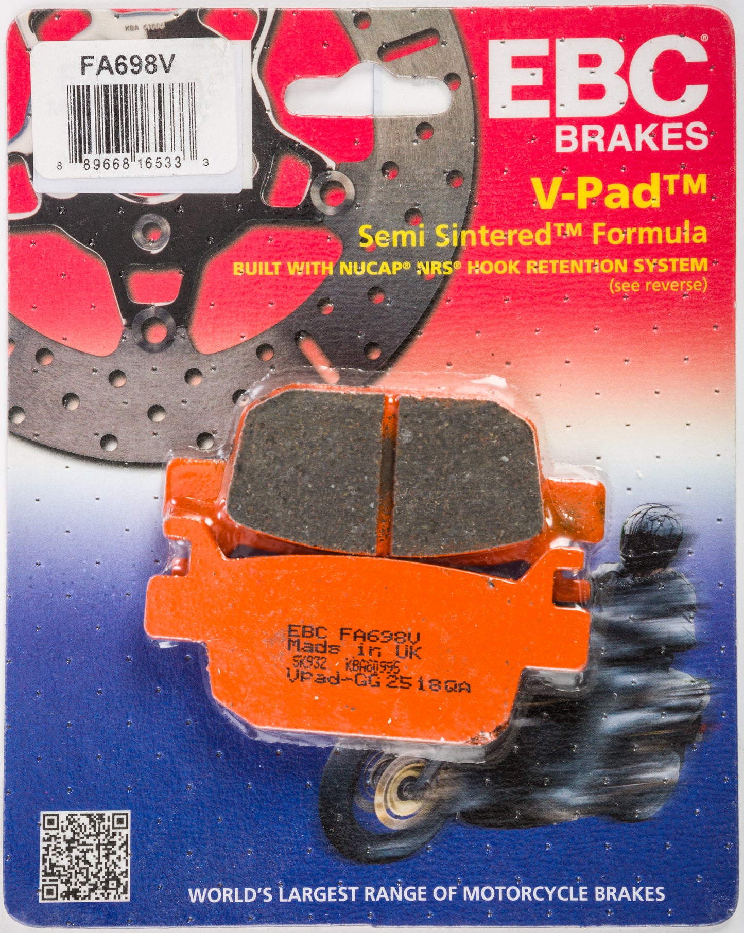 Ebc Brake Pads Fa698V Semi-Sintered V Series