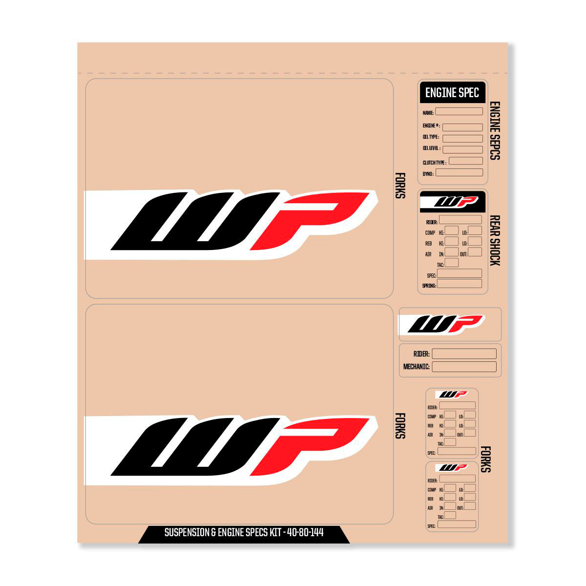 D-Cor Wp Decal Kit Wp Fork/Shock/Eng Spec