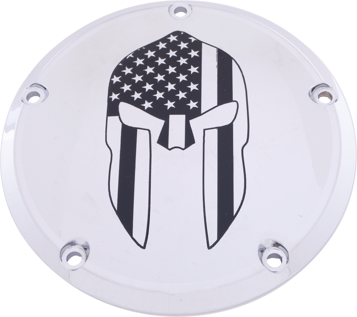 Custom Engraving 7   M8 Flt/Flh Derby Cover Spartan Chrome