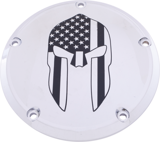 Custom Engraving 7   M8 Flt/Flh Derby Cover Spartan Chrome