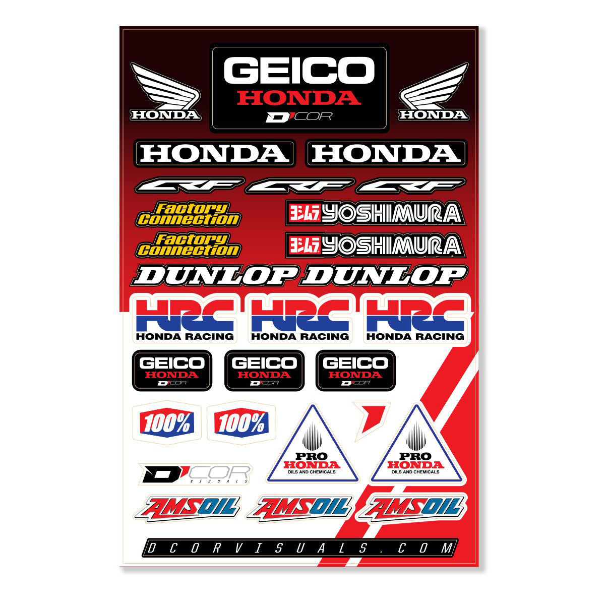 D-Cor Geico Honda Hrc Decal Sheet Geico Honda Hrc Decal 12Mil