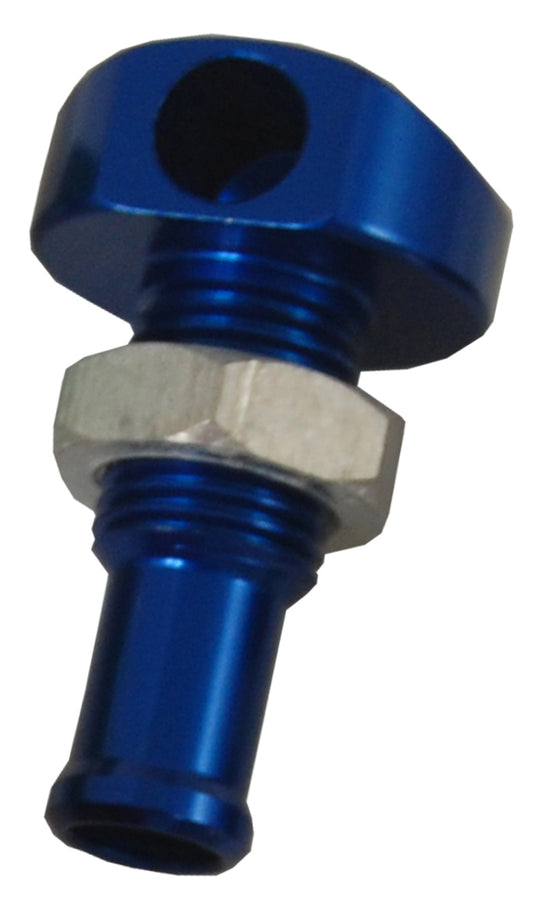 Blowsion Billet Thru-Hull Water Fitting Blue 3/8" 90 Deg.