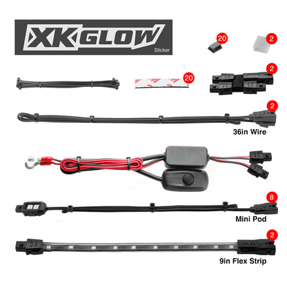 Xk Glow Single Color Motorcycle LED Accent Light Strip Kit