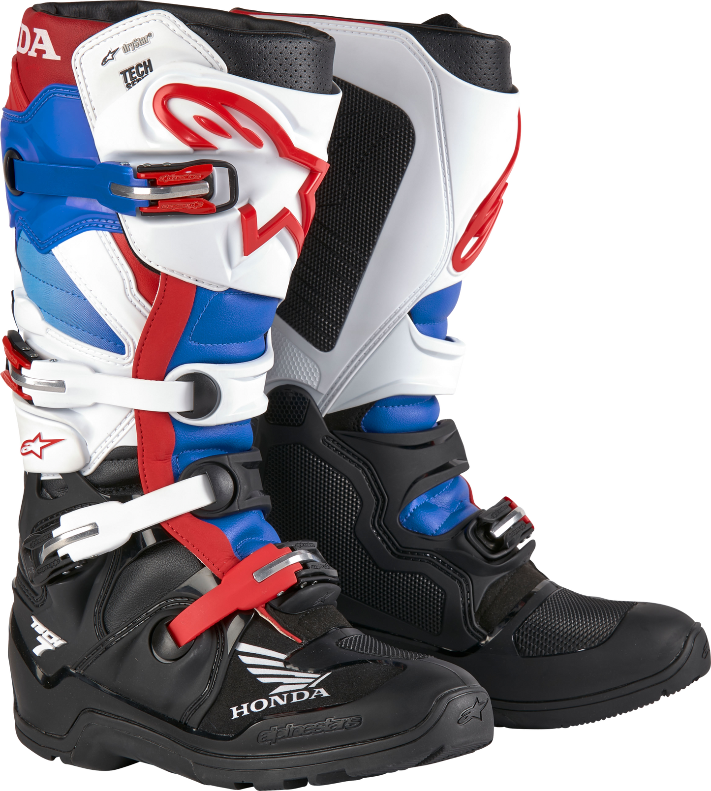 Alpinestars Honda Tech 7 Enduro Drystar Blk/Wht/Blu/Br Red Sz 9