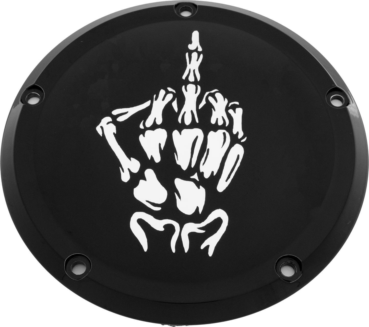 Custom Engraving 7   M8 Flt/Flh Derby Cover Bone Finger Black