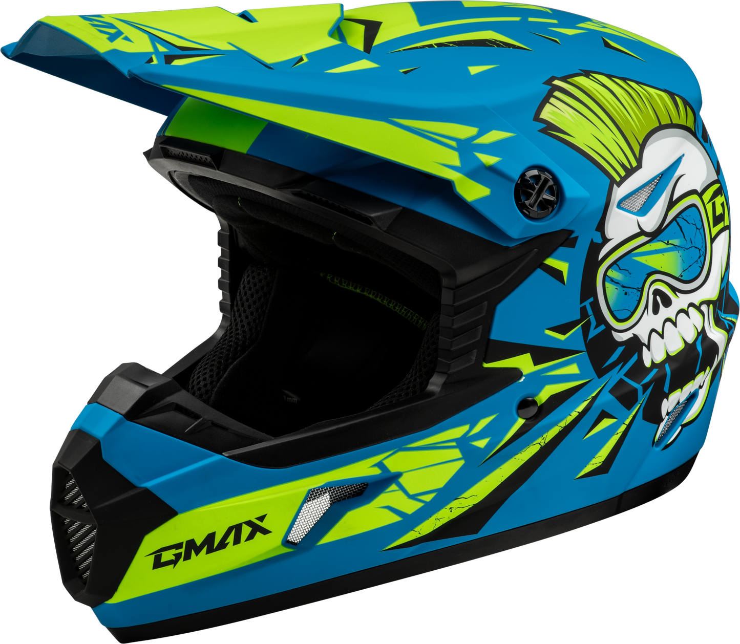 Gmax Youth Mx-46Y Unstable Helmet Matte Blue/Green Yl