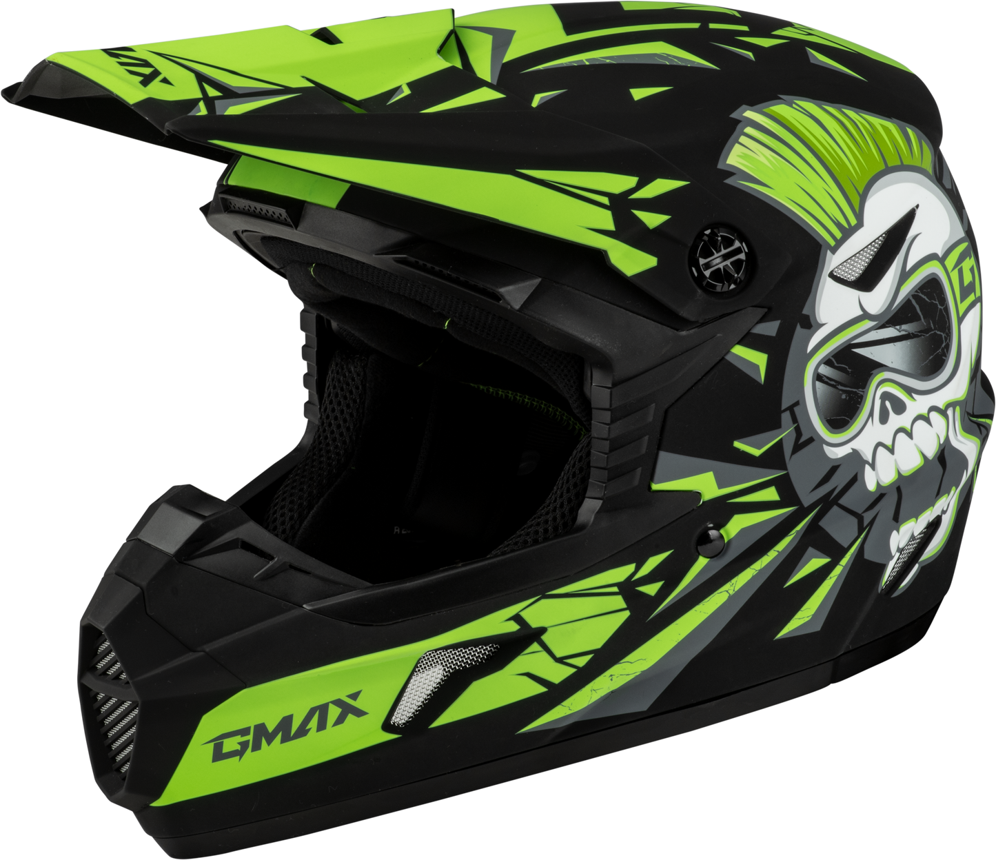 Gmax Youth Mx-46Y Unstable Helmet Matte Black/Green Ym