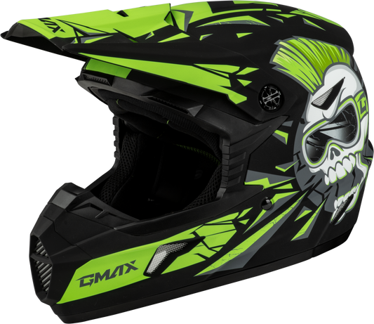 Gmax Youth Mx-46Y Unstable Helmet Matte Black/Green Ym